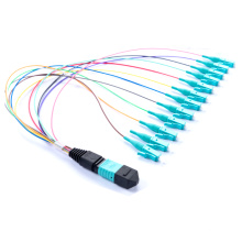 MPO/Female to LC Simplex 12 Fibers OM3 Multimode Fiber Optic Fanout Cable
